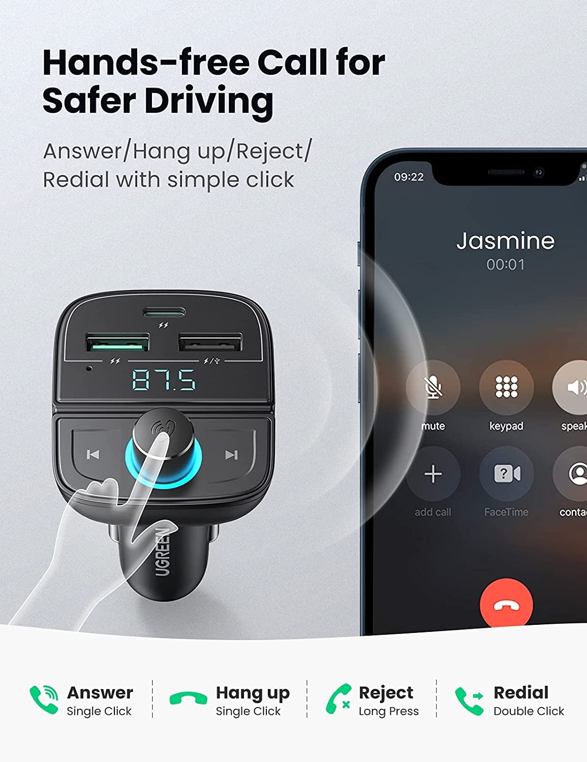 80910 Car Bluetooth 5.0 Fm Transmitter
