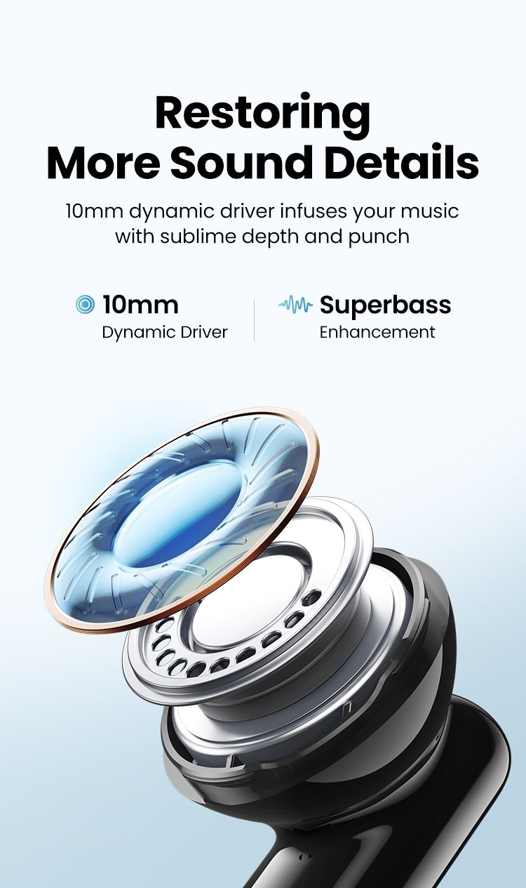 Hitune T3 Active Noise-Cancelling Wireless Earbuds (Black)