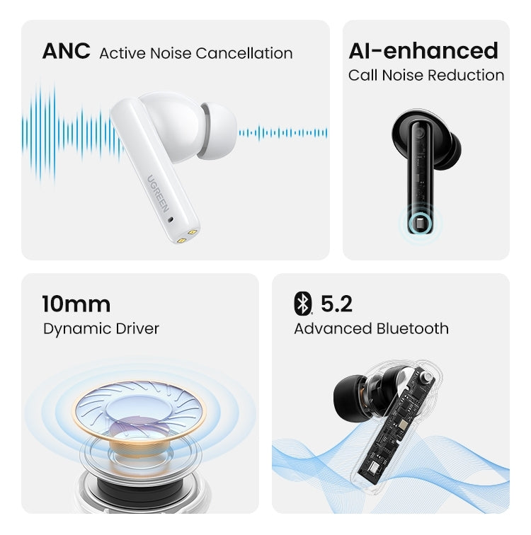 Hitune T3 Active Noise-Cancelling Wireless Earbuds (Black)