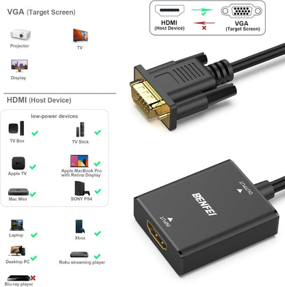 HDMI to VGA Adapter - High-Performance with Audio Jack