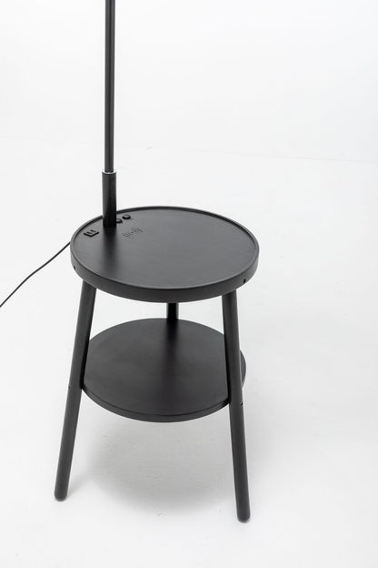 Tripod Floor Lamp Side Table With Shelf & Usb Charger