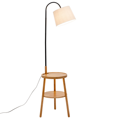 Tripod Floor Lamp Side Table With Shelf & Usb Charger
