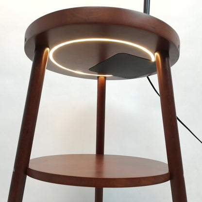 Tripod Floor Lamp Side Table With Shelf & Usb Charger