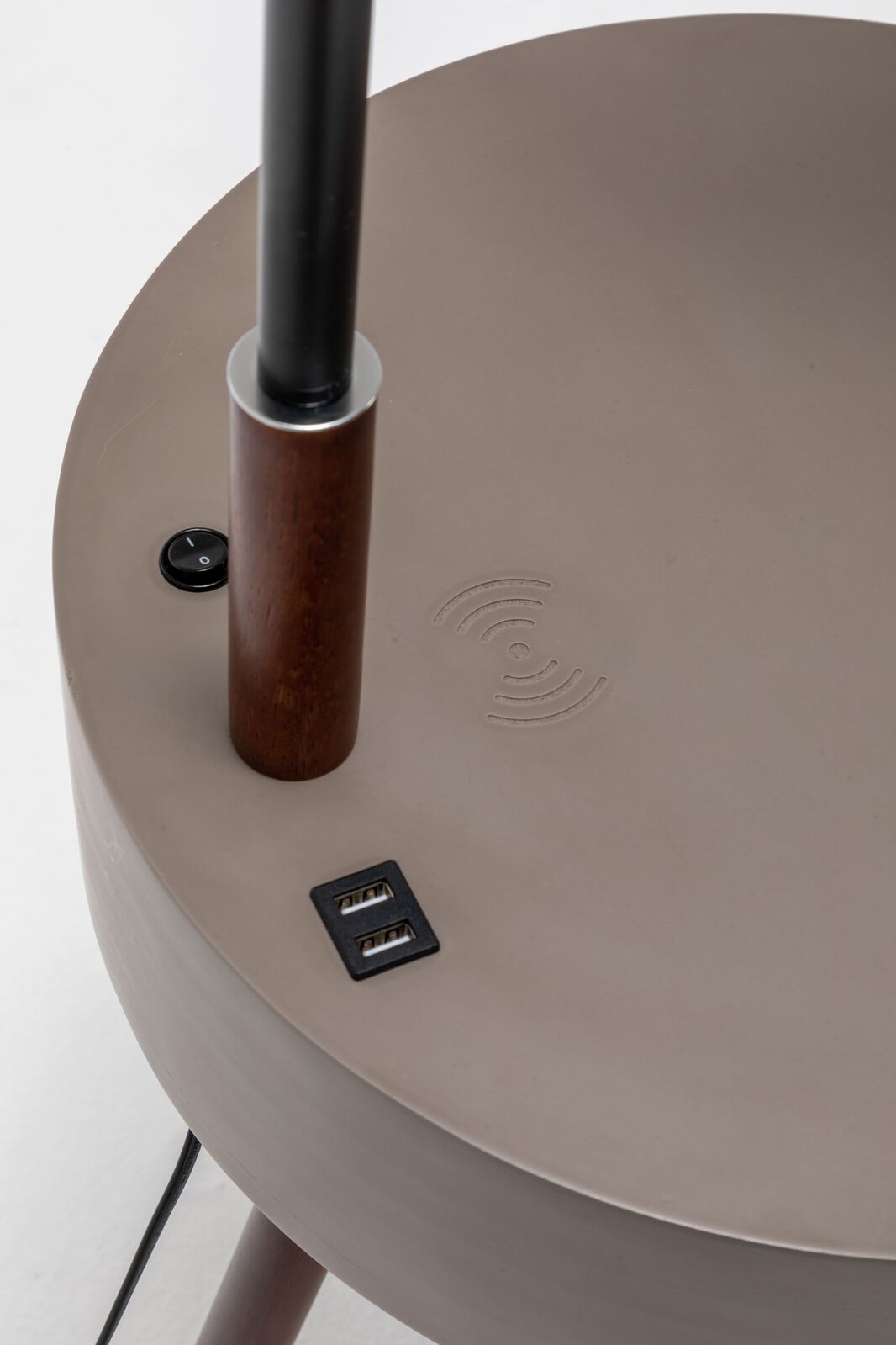 Tripod Lamp With Shelf & Usb Charger