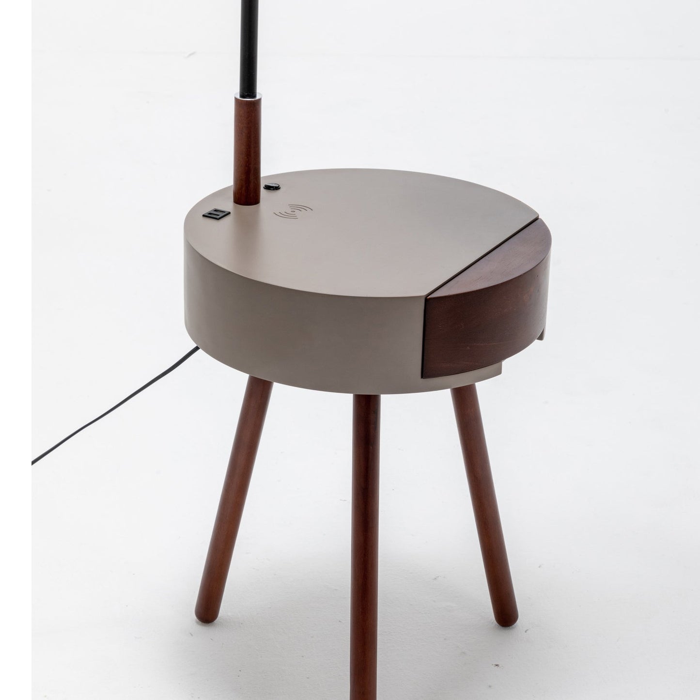 Tripod Lamp With Shelf & Usb Charger