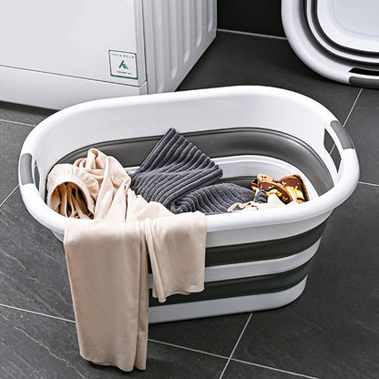 40L Collapsible Laundry Basket - Grey/White