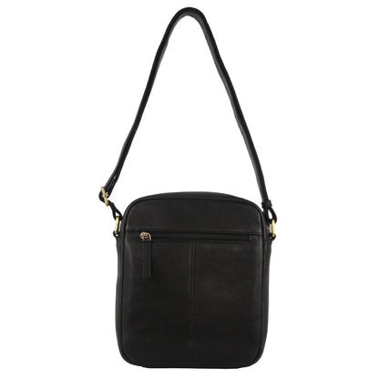 Mens Leather Cross-Body Bag Organiser - Black