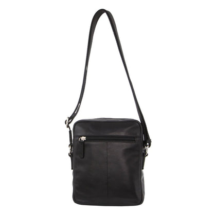 Pebbled Leather Organizer Bag Cross Body - Black/Navy