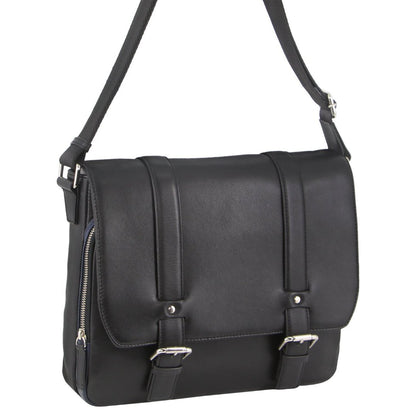 Pierre Cardin Pebbled Leather 13" Laptop Bag - Black