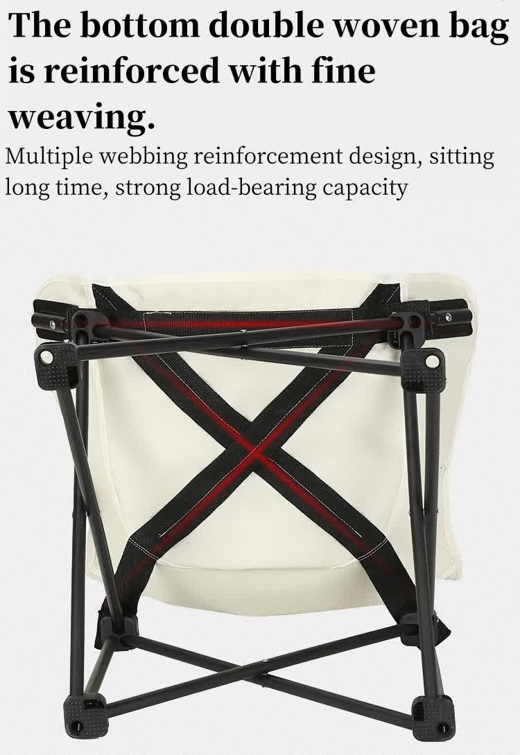 Black Outdoor Folding Camping Chair - Portable Lounge Chair, Lightweight Beach Chair