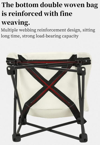Black Outdoor Folding Camping Chair - Portable Lounge Chair, Lightweight Beach Chair