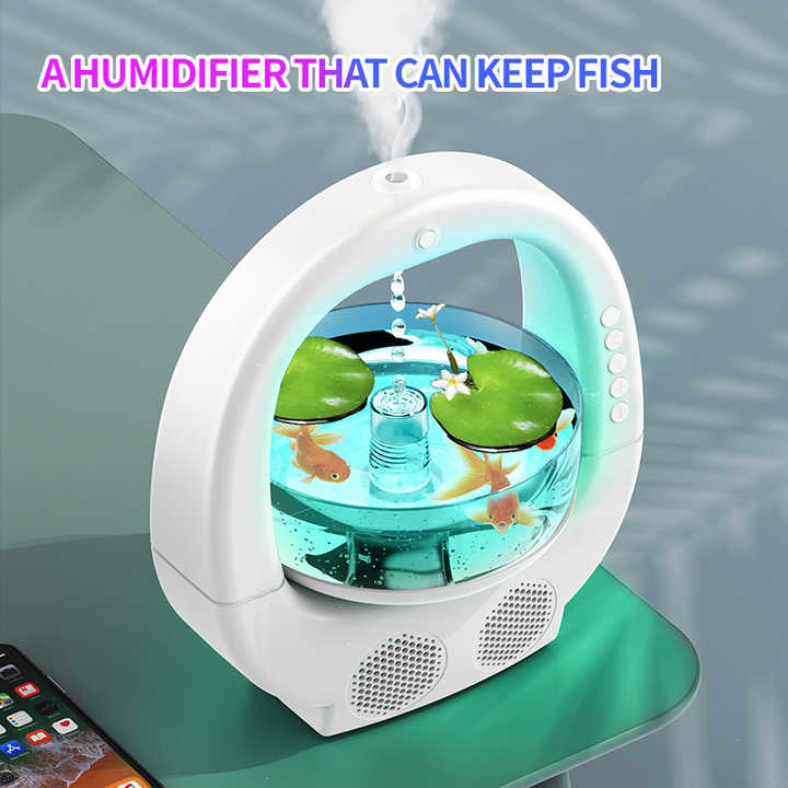 Black 3 In 1 Anti-Gravity Humidifier Aromatherapy Machine Blueto