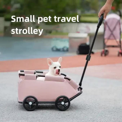 Pink Compact Foldable Pet Stroller for Dogs and Cats