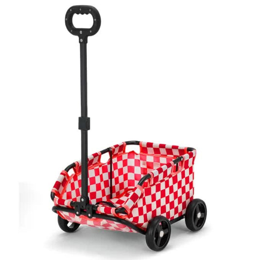 Red Lattice Compact Foldable Pet Stroller for Dogs and Cats
