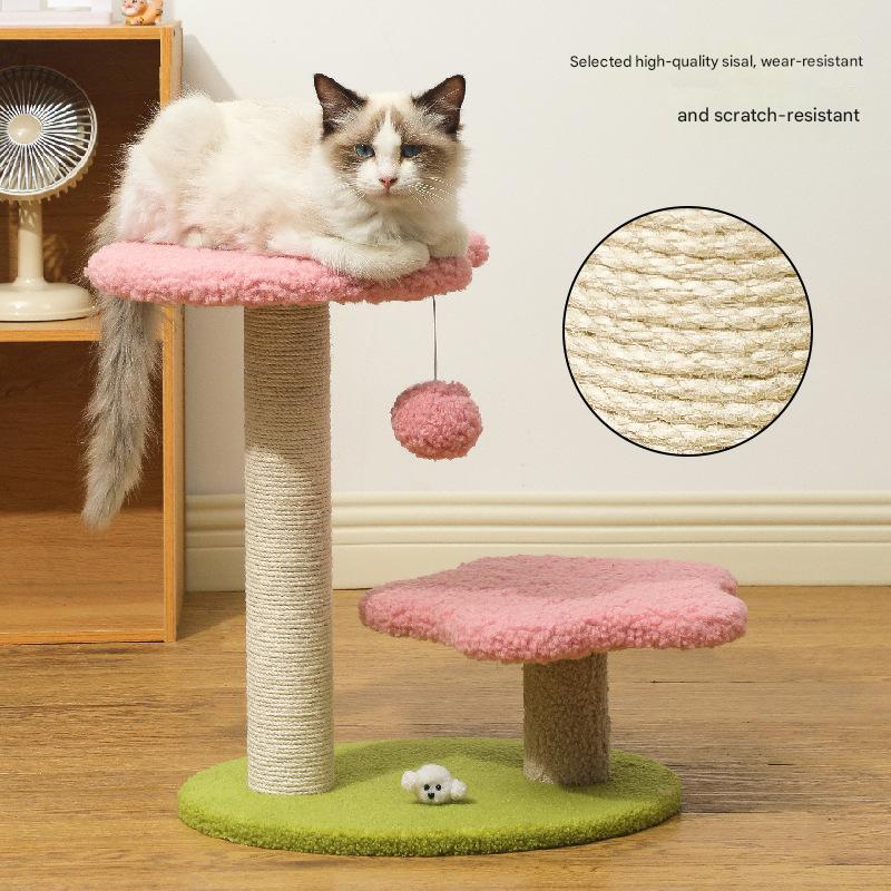 Compact Cat Climbing Frame with Dual-Level Sisal Posts and Playful Design