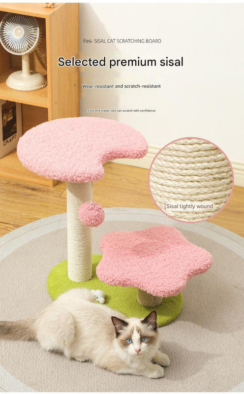 Compact Cat Climbing Frame with Dual-Level Sisal Posts and Playful Design
