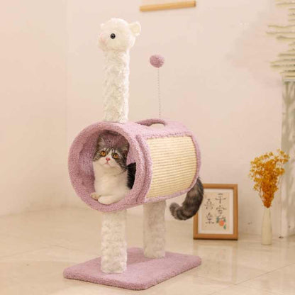 Yellow Chicken-Theme Cat Tree with Tunnel Multi-Functional
