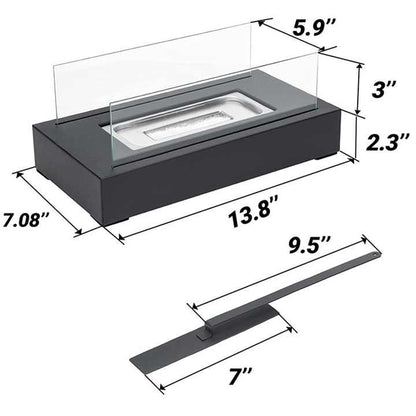 Portable White Bioethanol Fireplace - Detachable Rectangular Design