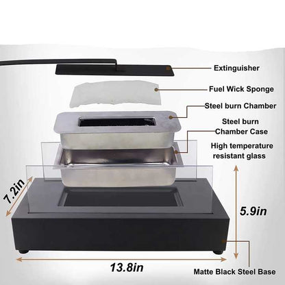 Portable White Bioethanol Fireplace - Detachable Rectangular Design