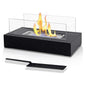 Sleek Black Bioethanol Fireplace - Portable Rectangular Design