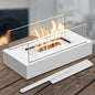 Elegant White Bioethanol Fireplace - Portable Rectangular Design