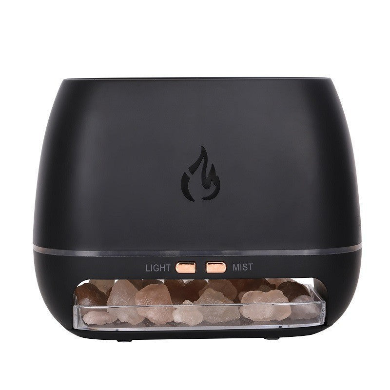 Sleek Black Flame Diffuser - Aromatherapy & Humidifier with Light