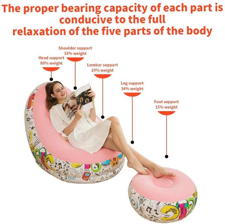 Stylish Yellow Inflatable Sofa Chair with Ottoman - Waterproof & Portable