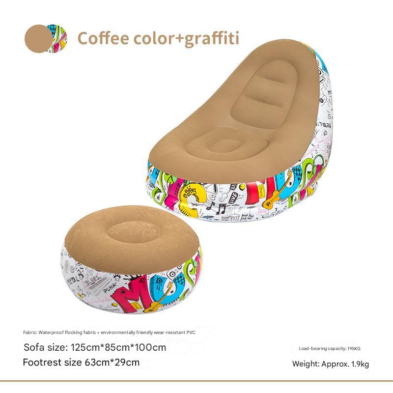 Modern Coffee Inflatable Sofa Chair with Ottoman - Lazy Seating Solution
