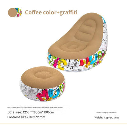 Modern Coffee Inflatable Sofa Chair with Ottoman - Lazy Seating Solution