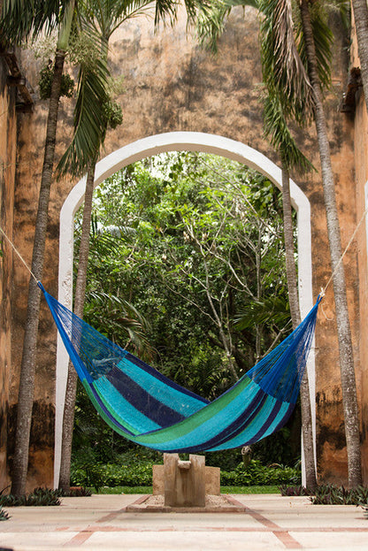 Single Size Cotton Mexican Hammock In Oceanica