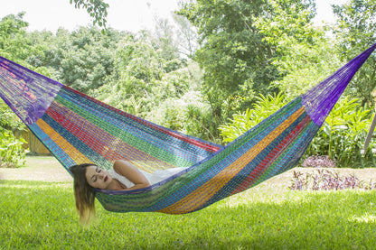 Queen Size Cotton Mexican Hammock in Coloring Color