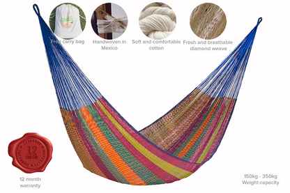 King Size Cotton Mexican Hammock in Mexicana Colour