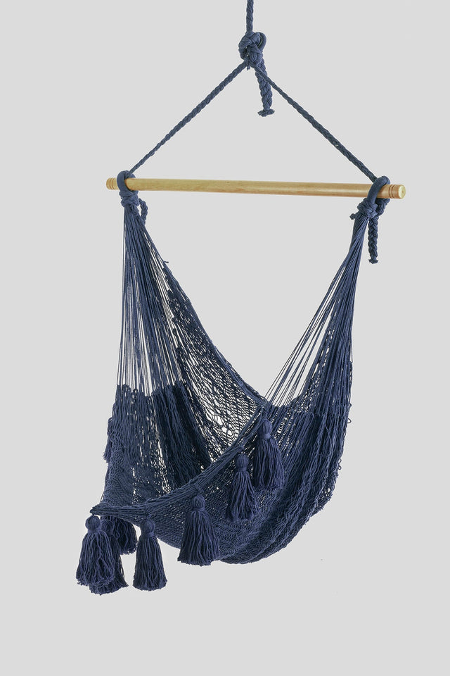 Extra Large Mexican Hammock Chair In Outdoor Cotton Blue