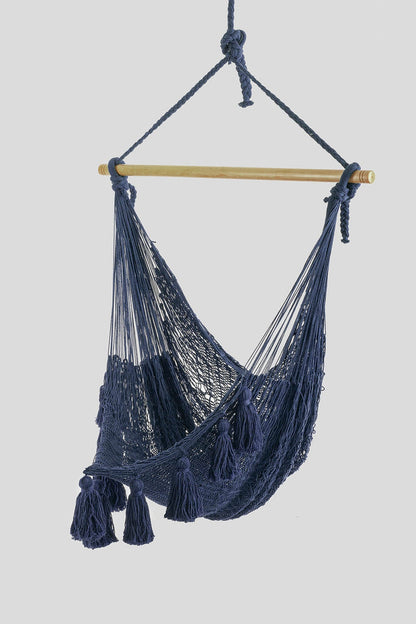 Extra Large Mexican Hammock Chair In Outdoor Cotton Blue