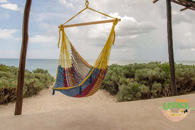 Extra Large Outdoor Cotton Mexican Hammock Chair In Confeti Colour