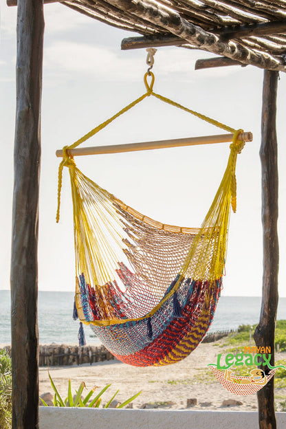 Extra Large Outdoor Cotton Mexican Hammock Chair In Confeti Colour