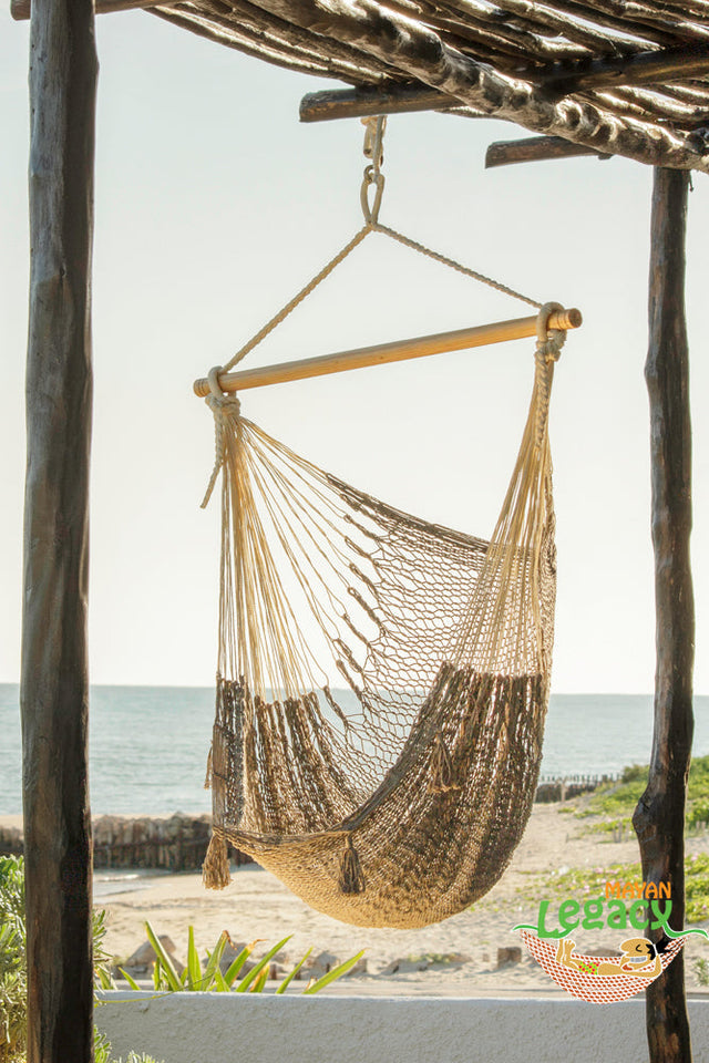 Extra Large Outdoor Cotton Mexican Hammock Chair in Dream Sands Colour