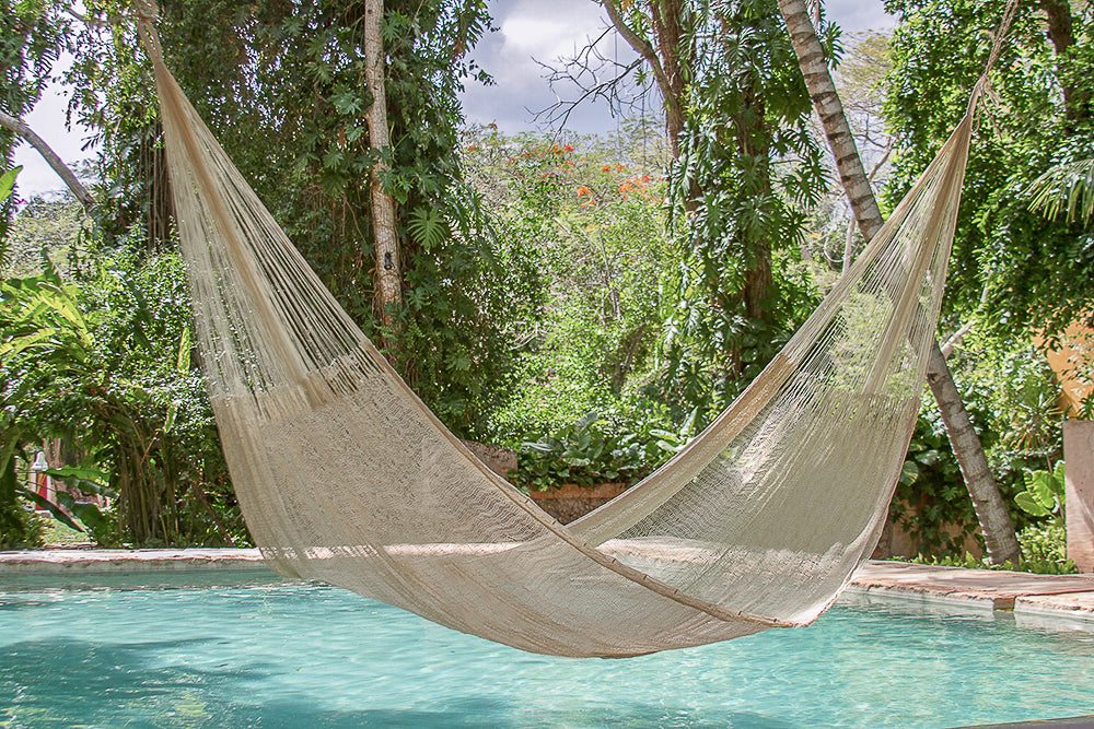 Jumbo Size Super Nylon Mexican Hammock In Cream Colour
