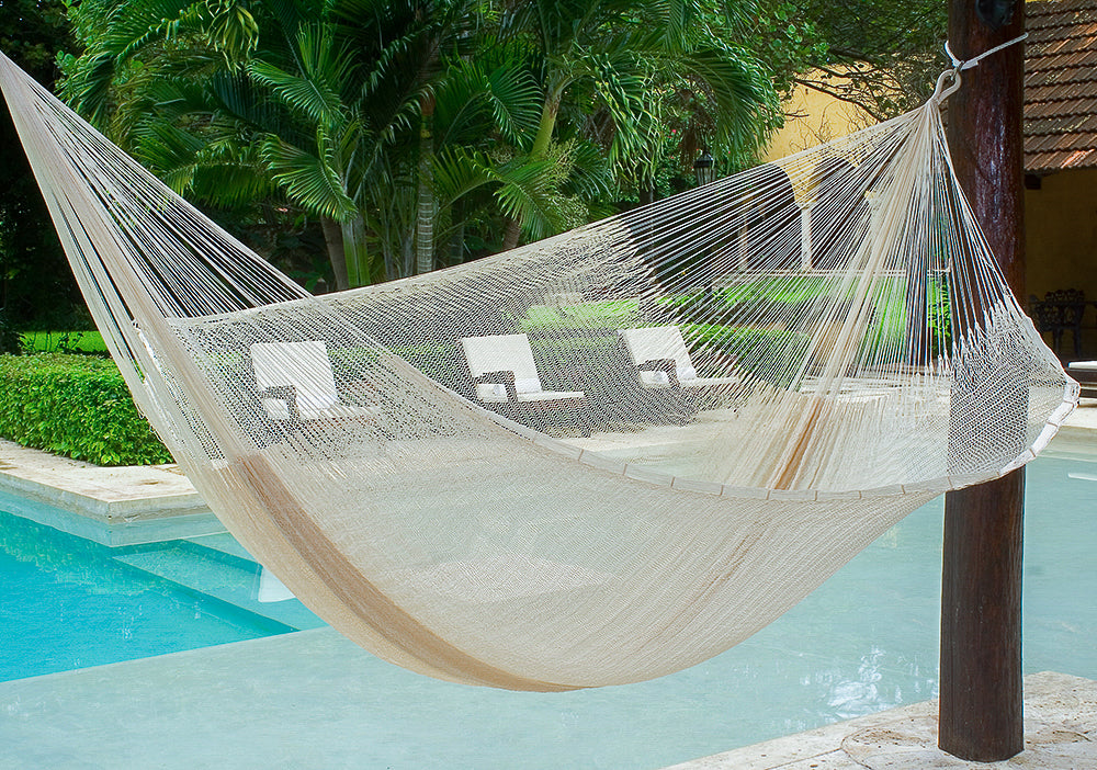 Jumbo Size Super Nylon Mexican Hammock In Cream Colour