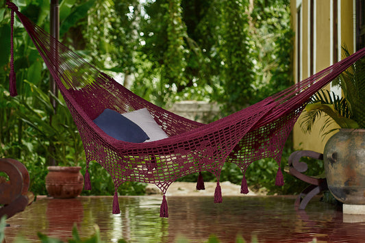 Outdoor Undercover Cotton Hammock Queen Size Maroon