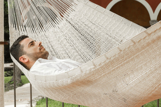 Outdoor Undercover Cotton Hammock Family Size Marble
