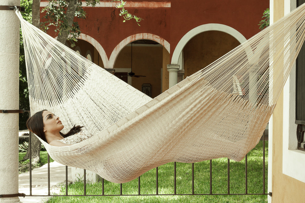 Outdoor Undercover Cotton Hammock Family Size Marble
