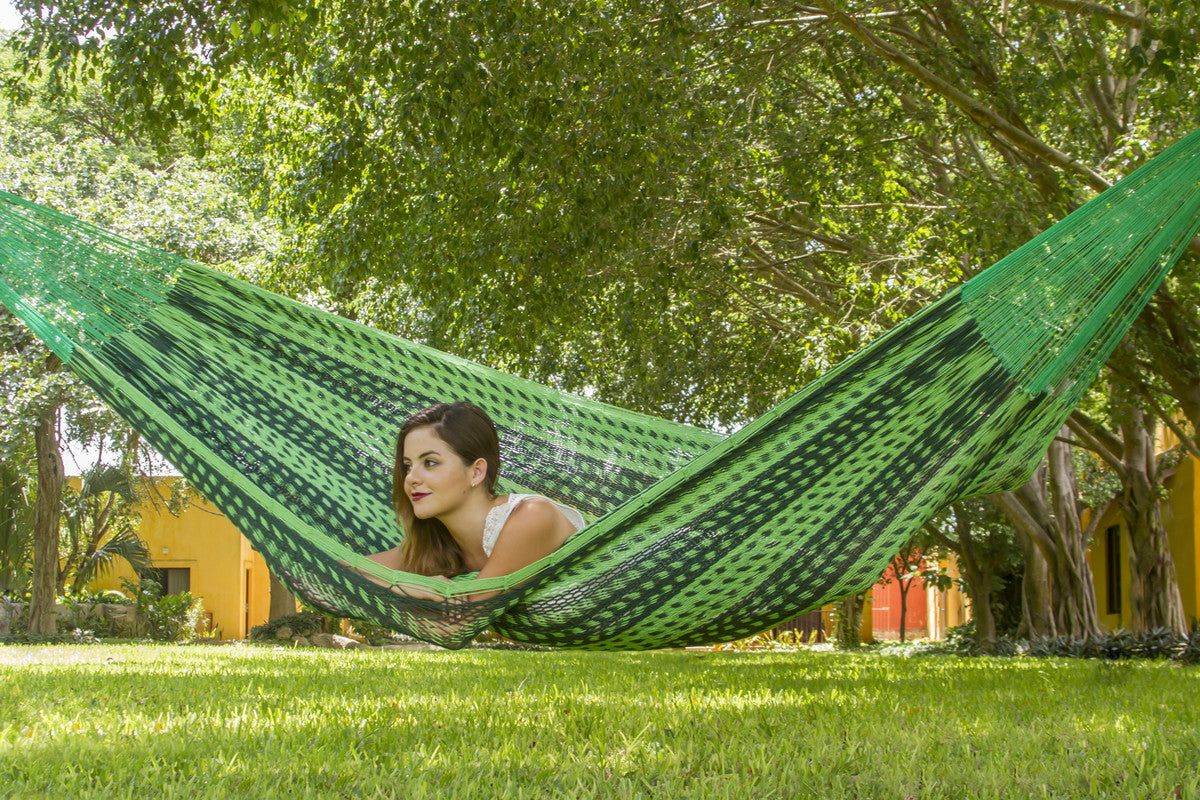 Jumbo Size Outdoor Cotton Mexican Hammock in Jardin Colour
