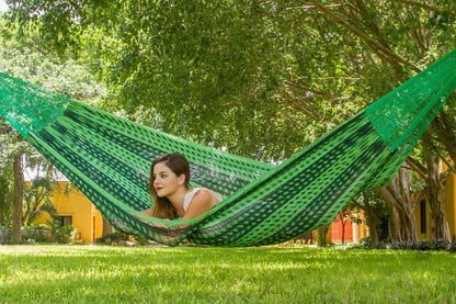 Jumbo Size Outdoor Cotton Mexican Hammock in Jardin Colour