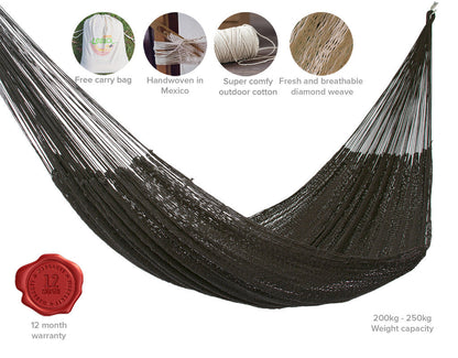 King Size Outdoor Cotton Mexican Hammock In Black