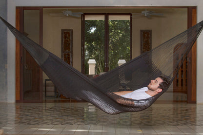 King Size Outdoor Cotton Mexican Hammock In Black