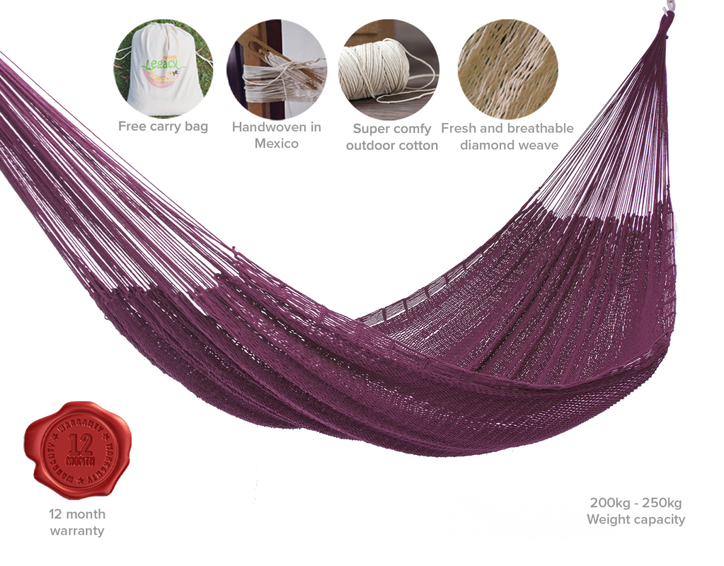 Outdoor Undercover Cotton Hammock King Size Maroon