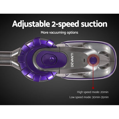 Durable Devanti Cordless Vacuum Cleaner with Roller Brush - 150W