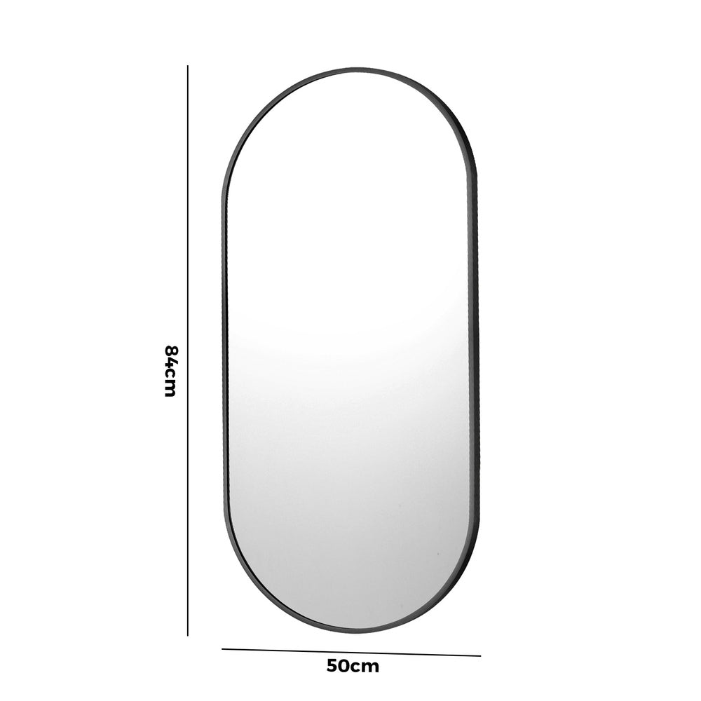 Wall Mirror Oval Black & Gold 84x50cm