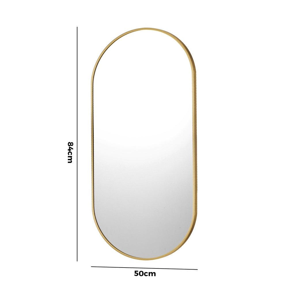 Wall Mirror Oval Black & Gold 84x50cm